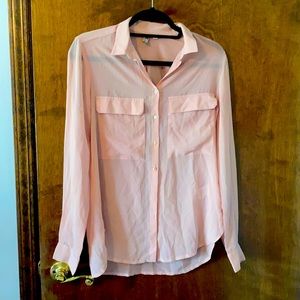 Sheer baby pink button down